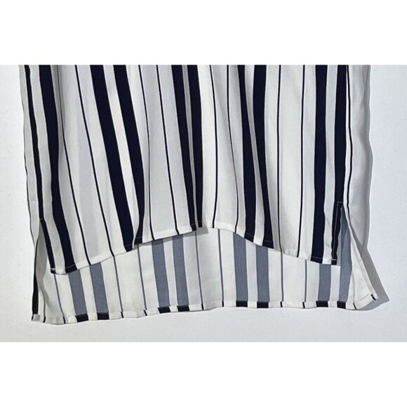 New ZARA White & Navy Blue Stripes High Low V-Neck Tunic Top - Picture 10 of 10